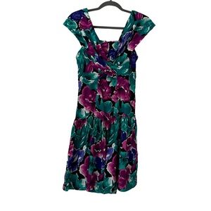 All That Jazz Dress Vintage‎ Floral Dress 80s Cottagecore Style Size 7 / 8